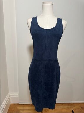 Astars Navy Suede-Look Midi Tank Dress